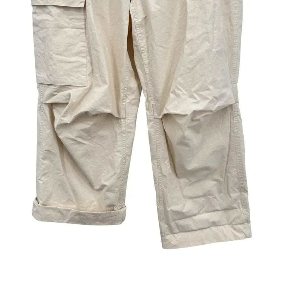 Jil Sander Cargo Pants 100% Cotton Women's IT 40 US 8 Cream Travel Quiet Luxury